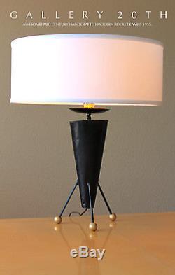 Ooak! MID Century Modern Atomic Rocket Lamp! Eames 50s Vtg Tripod Sputnik Ufo