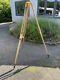 Original Vintage Wooden Watts Tripod Yellow, Adjustable Retro Tall Antique Lamp