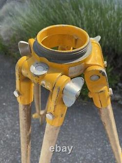 Original vintage wooden Watts tripod yellow, adjustable retro tall antique lamp