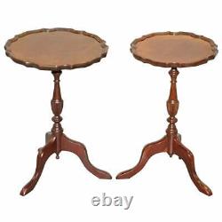 Pair Of Bevan Funell His & Her Vintage Mahogany Tripod Lamp Side End Tables