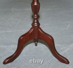 Pair Of Bevan Funell His & Her Vintage Mahogany Tripod Lamp Side End Tables