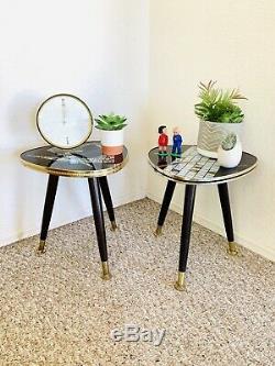 Pair Tripod Mid Century Plant Stand Table Display Side End Table Formica Vintage