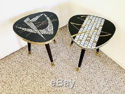 Pair Tripod Mid Century Plant Stand Table Display Side End Table Formica Vintage