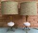 Pair Vintage 1950s Ceramic Pottery Lamps Tripod Mid Century Modern Mcm Lighting