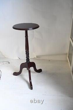 Pair of Vintage Queen Anne Regency Cherry Wood Tripod Torchere Plant Fern Stand