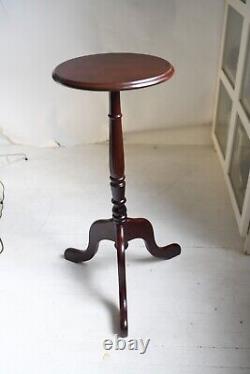 Pair of Vintage Queen Anne Regency Cherry Wood Tripod Torchere Plant Fern Stand