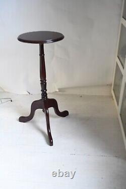 Pair of Vintage Queen Anne Regency Cherry Wood Tripod Torchere Plant Fern Stand