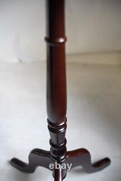 Pair of Vintage Queen Anne Regency Cherry Wood Tripod Torchere Plant Fern Stand