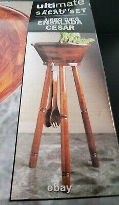 Pomerantz Ultimate 17 Salad Bowl & 34 Tripod Stand Set + Servers VINTAGE NEW