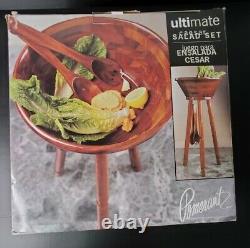 Pomerantz Ultimate 17 Salad Bowl & 34 Tripod Stand Set + Servers VINTAGE NEW