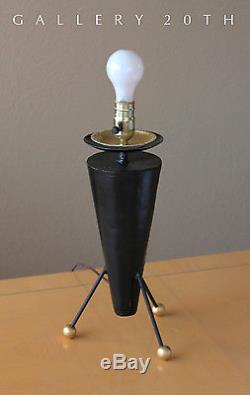 RARE! MID CENTURY MODERN ATOMIC ROCKET LAMP! Eames Era 50s Vtg Tripod Table 60s