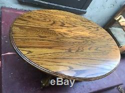 RARE OVAL Oak Coffee Table Tripod Pedestal Unique Grains Lion Bear Paws Vintage