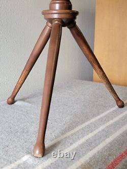 Rare VTG Mid-MOD Round Tripod SIDE TABLE Wood + Blue/Green Ceramic Tile JAPAN