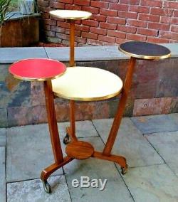 Rare Vintage Mid-century Made In Germany Tripod Plant Stand Wood & Formica