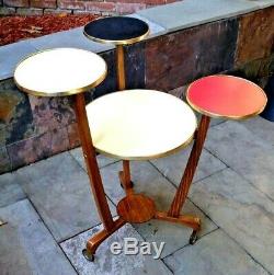 Rare Vintage Mid-century Made In Germany Tripod Plant Stand Wood & Formica