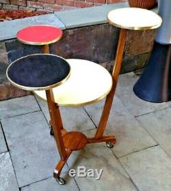 Rare Vintage Mid-century Made In Germany Tripod Plant Stand Wood & Formica