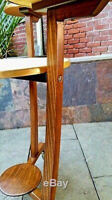 Rare Vintage Mid-century Made In Germany Tripod Plant Stand Wood & Formica