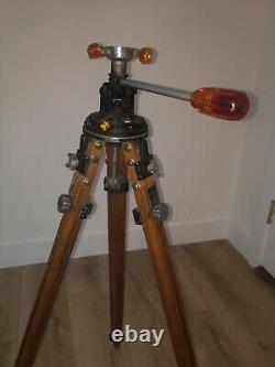 Rare Vintage Ries Camera Wooden Tripod Tilt Head Model C Amber Knobs