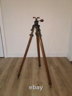 Rare Vintage Ries Camera Wooden Tripod Tilt Head Model C Amber Knobs