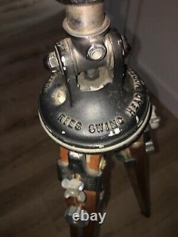 Rare Vintage Ries Camera Wooden Tripod Tilt Head Model C Amber Knobs