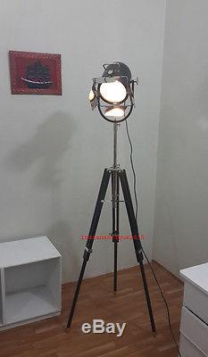 Retro Spotlight With Black Tripod Stand Vintage Searchlight Floor lamp