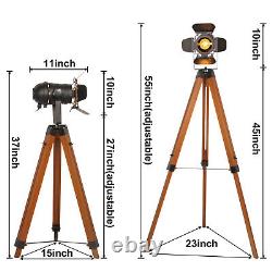 Retro Tripod Floor Lamp Camera Style Standing Lamp Adjustable Wooden Floor Lamp