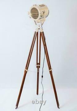 Root Antique Vintage Adjustable Tripod Nautical Floor Lamp Studio Search Light