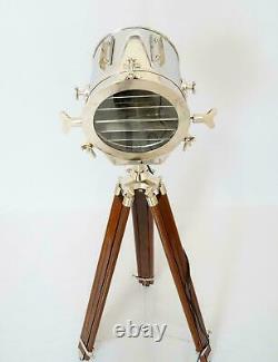 Root Antique Vintage Adjustable Tripod Nautical Floor Lamp Studio Search Light