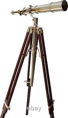 Royal Vintage Telescope Brown Tripod Solid Wood Retro Brass Telescope New Handma