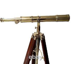 Royal Vintage Telescope Brown Tripod Solid Wood Retro Brass Telescope New Handma