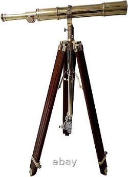 Royal Vintage Telescope Brown Tripod Solid Wood Retro Brass Telescope New Handma