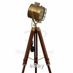 Rustic Heavy Duty Premium Wooden LED Tripod Floor Lamp Vintage Antique Finish