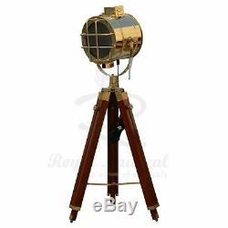 Rustic Heavy Duty Premium Wooden LED Tripod Floor Lamp Vintage Antique Finish