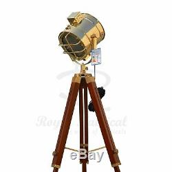 Rustic Heavy Duty Premium Wooden LED Tripod Floor Lamp Vintage Antique Finish