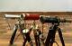 Set Of 3 Handmade Solid Brass Pirate Spyglass Telescope With Wooden Tripod Decor