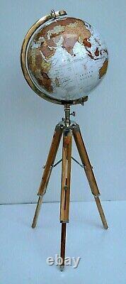 STYLISH Modern Standing Globe With Wooden Tripod World Map Globe TGY03
