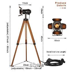 SUNLLOK Vintage Black Wood Tripod Floor Lamp for Living Room, Modern Industri