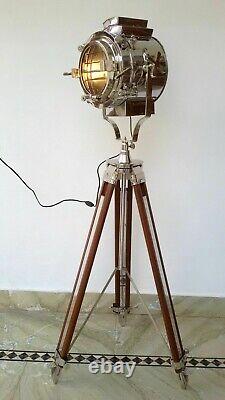 Searchlight Floor lamp spotlight with wooden tripod stand revolving home decor