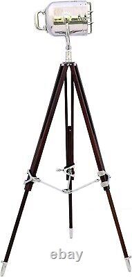 Searchlight Vintage Style Floor Lamp Nautical Wooden Tripod Stand Rustic Vintage