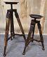 Set Of 2 Antique Styled Rustic Wood Metal Tripod Folding Candle Holders 16 12
