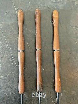 Seymour Vtg Mid Century Danish Modern Tripod Wrought Iron Wood Fireplace Tools