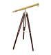 Shiny Brass Vintage Single Barrel Nautical Telescope Wooden Tripod Golden &