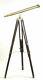 Shiny Polished Brass Master Telescope With Wooden Tripod Stand Floor Standing