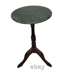 Side Table Bombay Co. Marble Top Vintage Mahogany Tripod Pedestal Stand