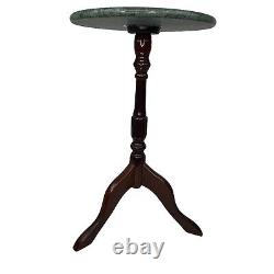 Side Table Bombay Co. Marble Top Vintage Mahogany Tripod Pedestal Stand