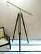 Silver Brass Telescope With Wooden Tripod Stand Vintage Nautical Decorative Gift