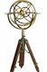 Spherical Brass Astrolabe Vintage Decoration Astronomy A Wooden Tripod Gifts