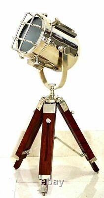 Spot Light With Wooden Tripod Lighting Floor Vintage Lamp HANDMADE GIFTS