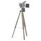 Spotlight Tripod Floor Lamp Vintage Chrome Silver Mirrored Panel Washed Wood New