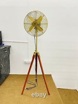 Stand Nautical Floor Fan Home Decor Vintage Style Brass Antique Tripod Fan With